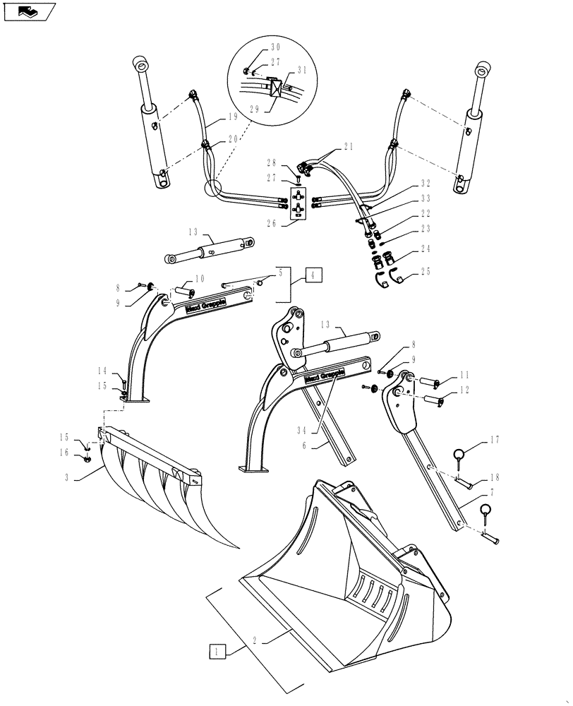 Схема запчастей Case IH L790 - (82.100.04) - MAXI GRAPPLE 260 (82) - FRONT LOADER & BUCKET