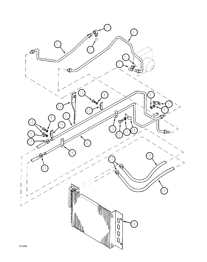 Схема запчастей Case IH 3230 - (8-004) - OIL COOLER SYSTEM, TRACTOR WITHOUT CAB (08) - HYDRAULICS