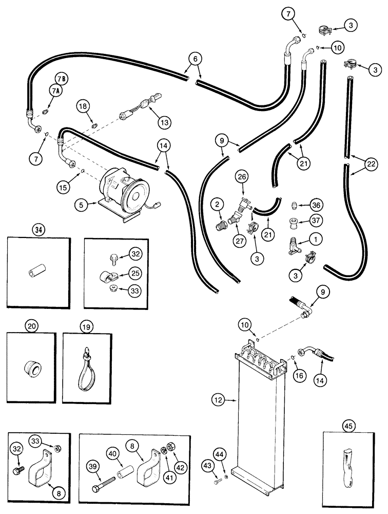Схема запчастей Case IH 2155 - (9E-46) - HEATING AND AIR CONDITIONING SYSTEM, CHASSIS CONNECTIONS (10) - CAB & AIR CONDITIONING