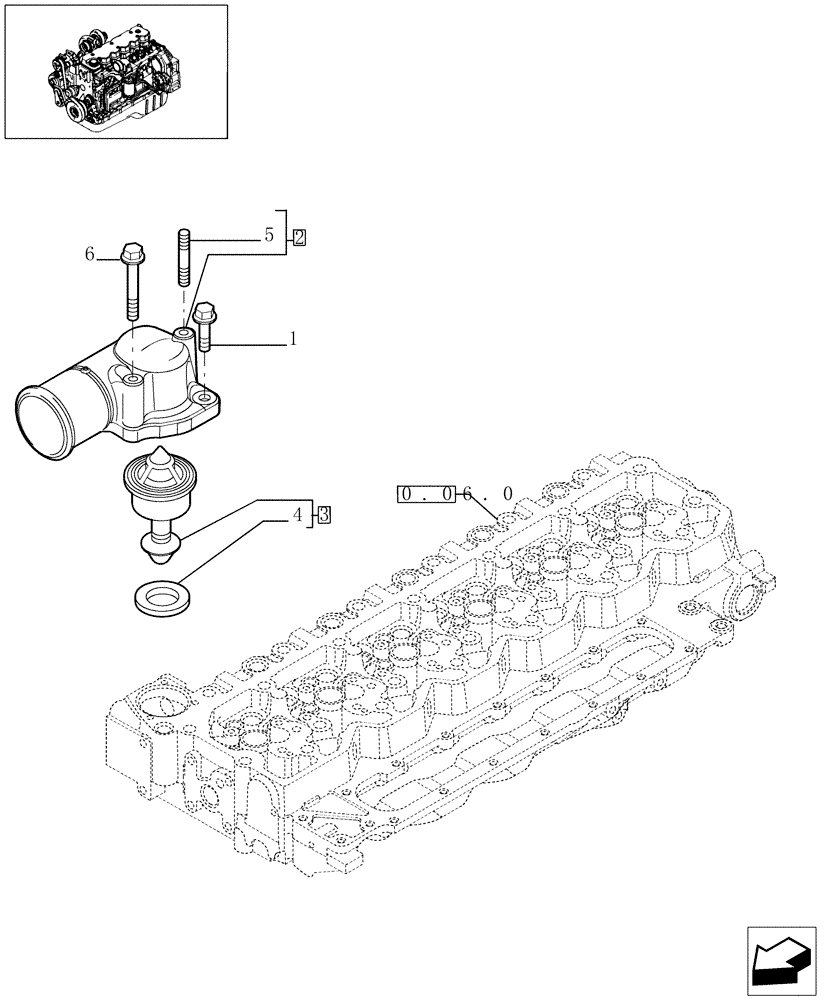 Схема запчастей Case IH F4HE9684D J102 - (0.32.6[01]) - THERMOSTAT - ENGINE COOLING SYSTEM (504142626 - 504031458) 