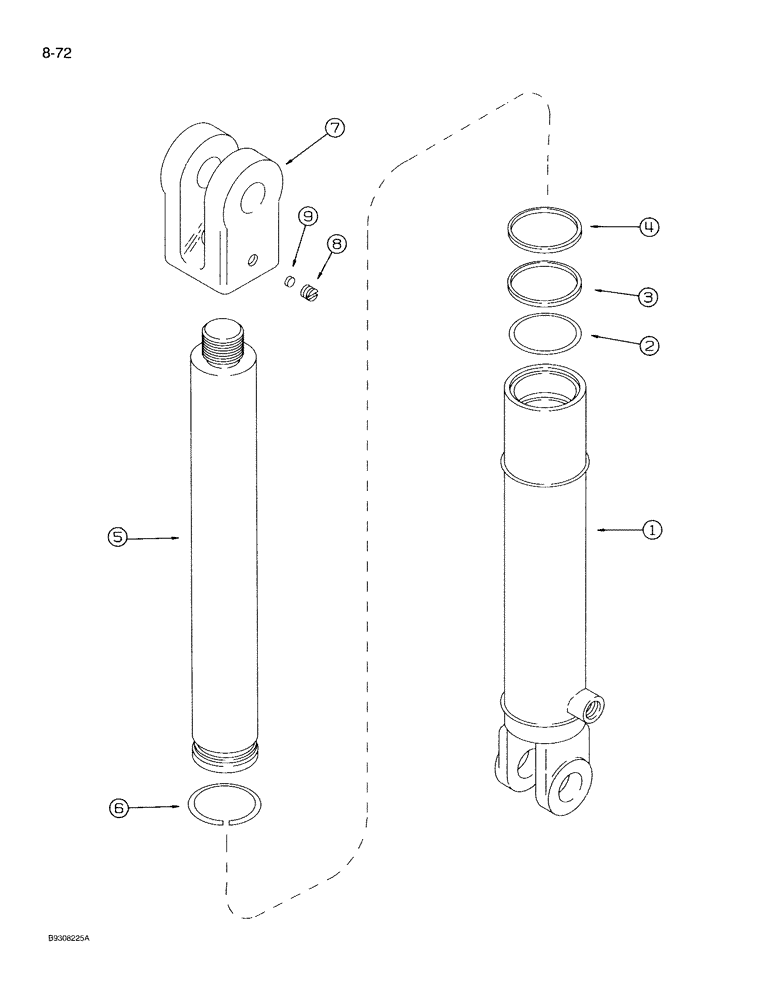 Схема запчастей Case IH 950 - (8-072) - HYDRAULIC CYLINDER, 1345980C1 (08) - HYDRAULICS
