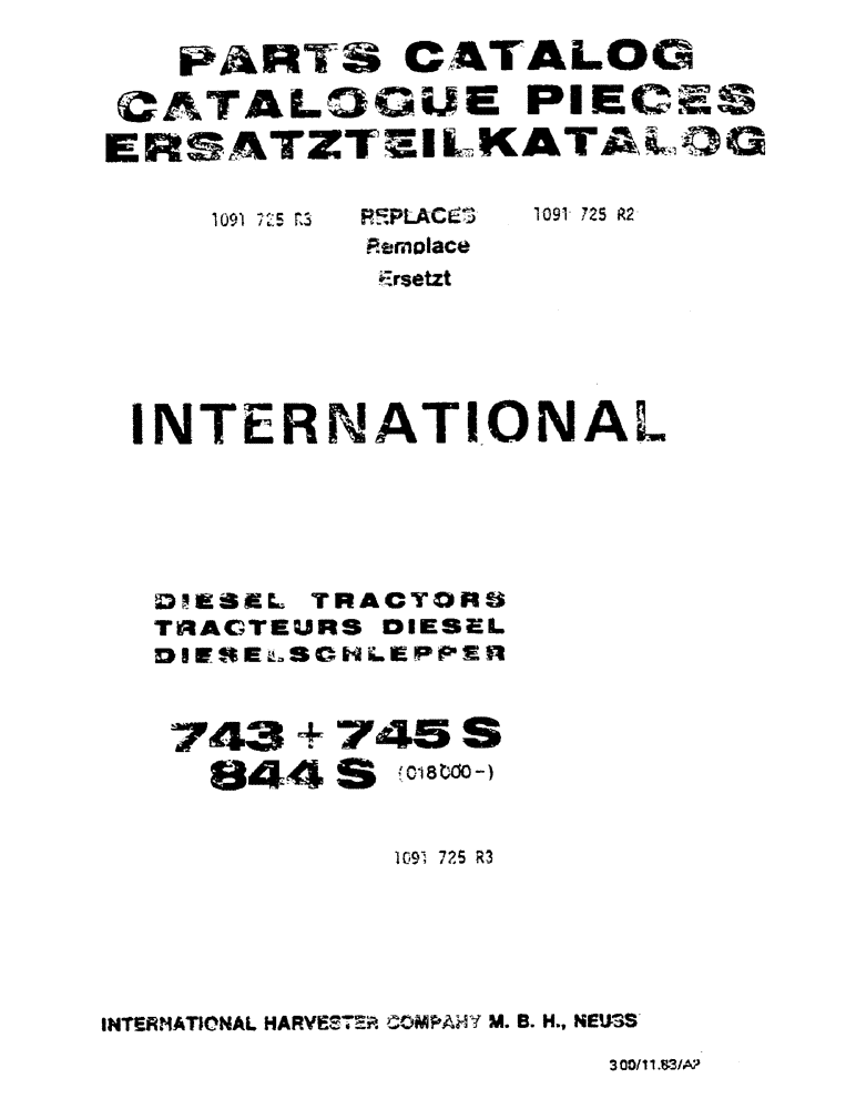 Схема запчастей Case IH 844S - (0-A) - PARTS CATALOG (00) - GENERAL