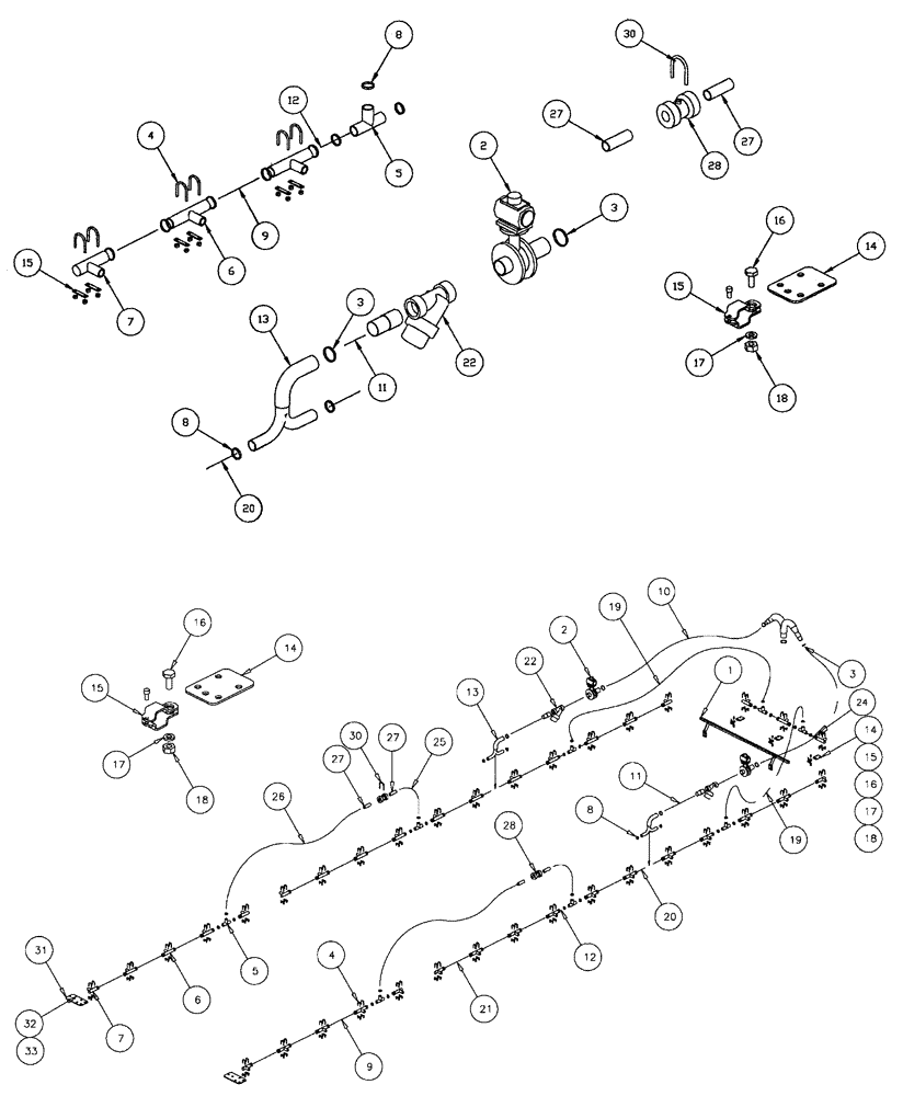 Схема запчастей Case IH FLX610 - (05-041) - NOZZLE CIRCUIT, 60/85 BOOM, 3 SECTION, 30" SPACING Liquid Plumbing