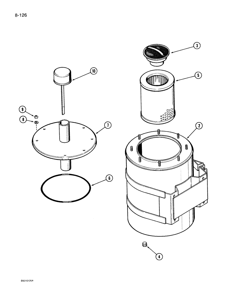 Схема запчастей Case IH 950 - (8-126) - HYDRAULIC RESERVOIR, 12 ROW NARROW, VERTICAL FOLD, 12 AND 16 ROW NARROW, FRONT FOLD (08) - HYDRAULICS