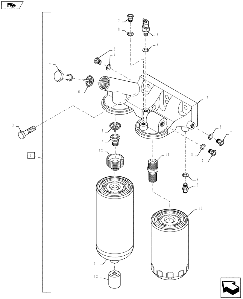 Схема запчастей Case IH F4DFE613B A004 - (10.206.01) - FUEL FILTER (10) - ENGINE
