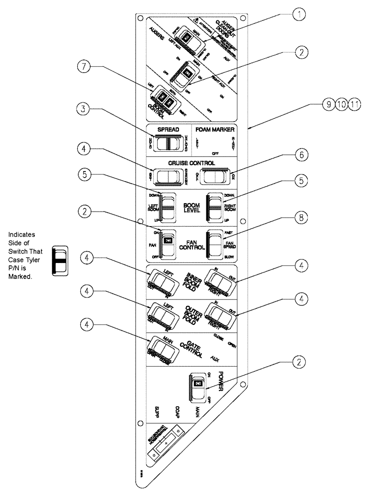 Схема запчастей Case IH 438 - (01-007) - SWITCH PANEL GROUP Basic Unit