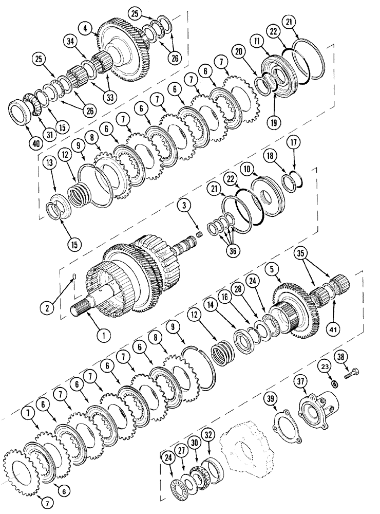 Схема запчастей Case IH MX100C - (06-04) - SPEED TRANSMISSION DROP SHAFT, POWERSHIFT, A: -JKA127945, B: JKA127945- (06) - POWER TRAIN