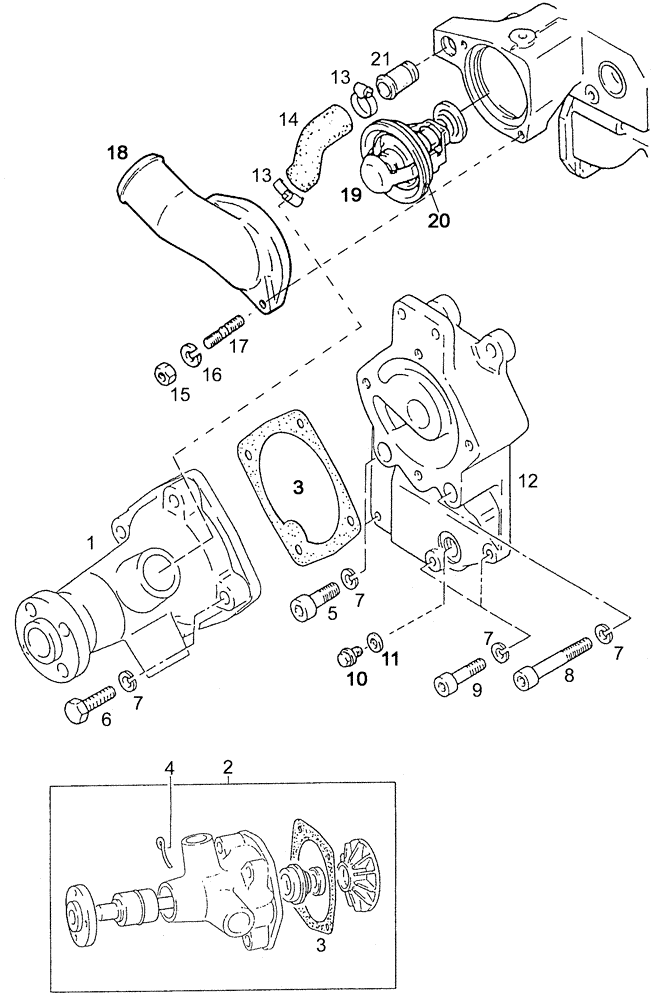 Схема запчастей Case IH C55 - (02-03[01]) - WATER PUMP - THERMOSTAT (02) - ENGINE