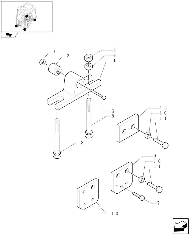 Схема запчастей Case IH FARMALL 75C - (1.87.0[02]) - CAB SUPPORTS (08) - SHEET METAL