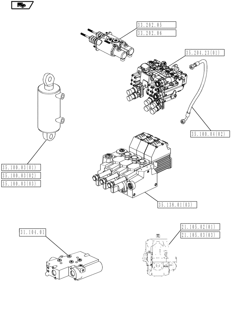 Схема запчастей Case IH MAGNUM 190 - (00.000.35) - PICTORIAL INDEX - HYDRAULIC SYSTEMS (00) - GENERAL & PICTORIAL INDEX