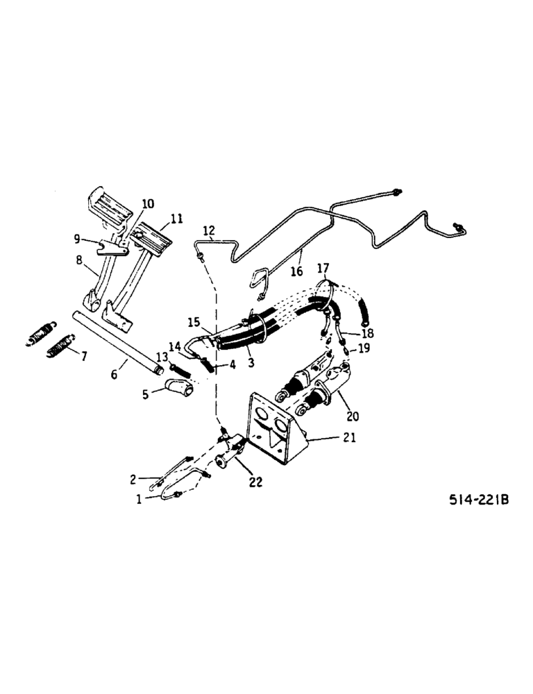 Схема запчастей Case IH 584 - (04-01) - BRAKE CYLINDER AND CONNECTIONS, TRACTOR WITH SERIAL NO. 4448 AND BELOW (5.1) - BRAKES