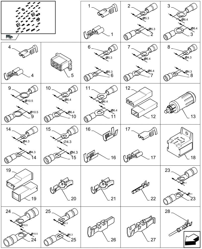 Схема запчастей Case IH LB333R - (06.801[01]) - CONNECTORS - FROM 80334588 TO 80445521 (06) - ELECTRICAL SYSTEMS