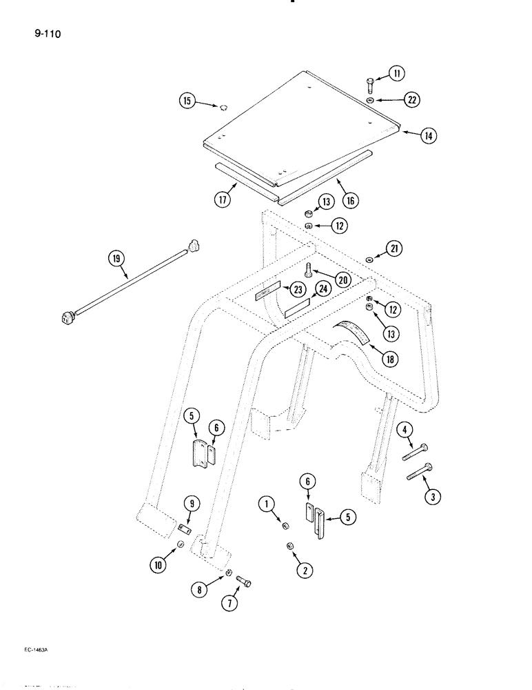 Схема запчастей Case IH 595 - (9-110) - ROLL OVER PROTECTION FRAME, 4 POST ROPS (09) - CHASSIS/ATTACHMENTS