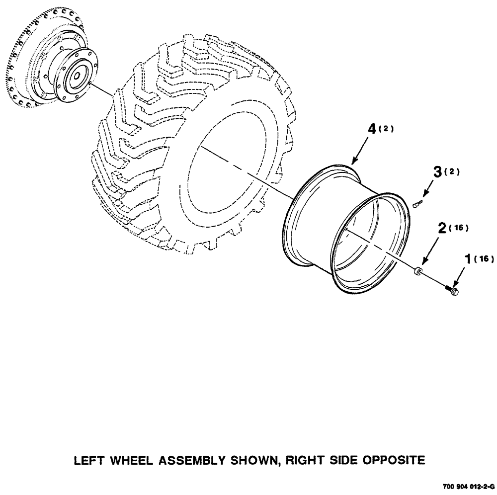 Схема запчастей Case IH 8870 - (07-76) - WHEEL AND TIRE ASSEMBLY (LEFT AND RIGHT) (44) - WHEELS