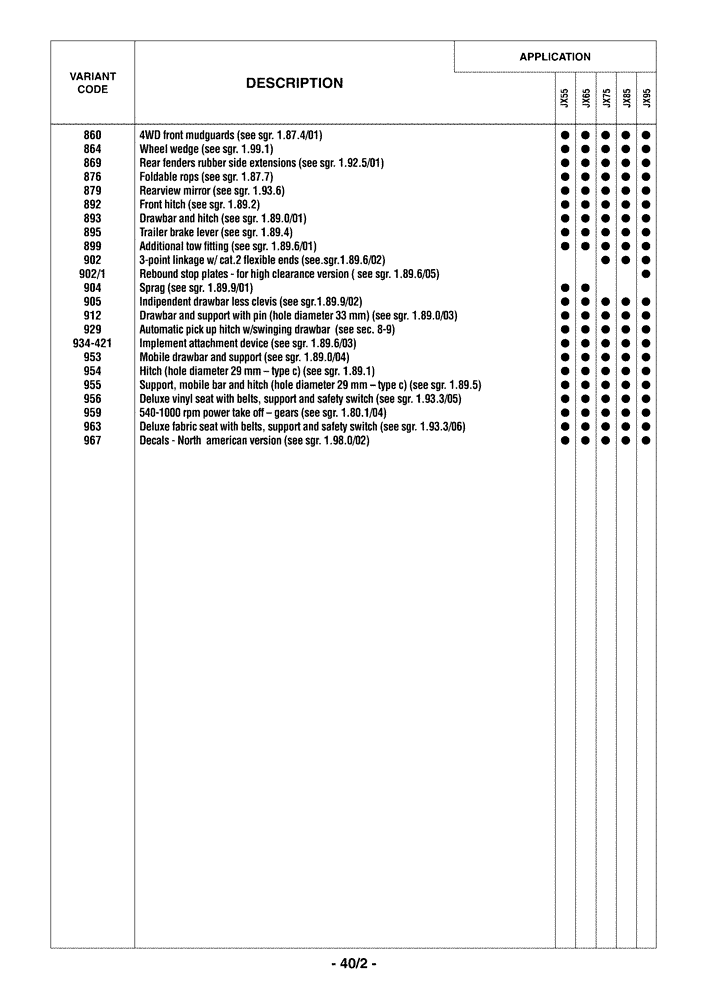 Схема запчастей Case IH JX95 - (0.01.0[02]) - OPTIONAL EQUIPMENT (00) - GENERAL
