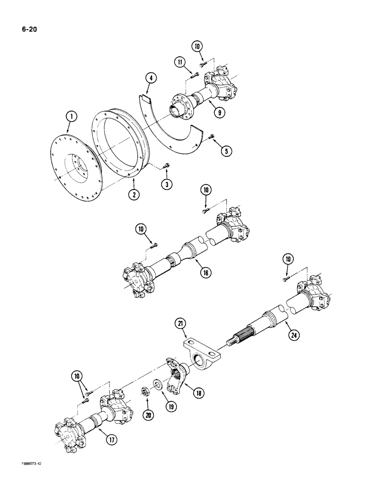 Схема запчастей Case IH KP-525 - (6-20) - DRIVESHAFT MOUNTING (06) - POWER TRAIN