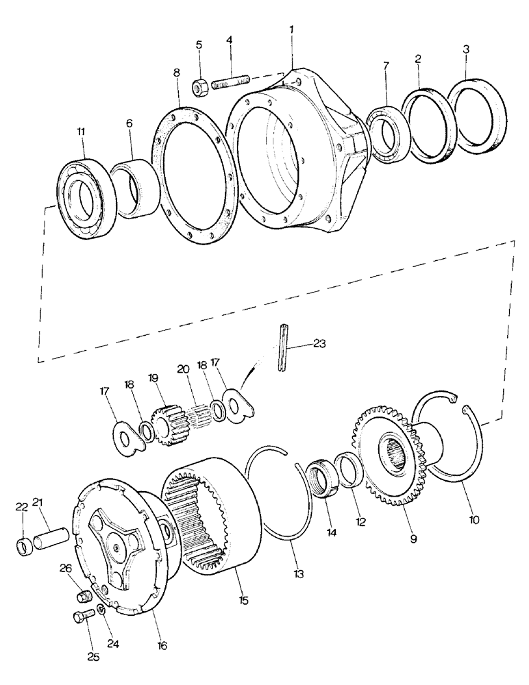 Схема запчастей Case IH 1390 - (G-11) - FRONT HUBS AND REDUCTIONS, MFD CARRARO AXLE (04) - FRONT AXLE