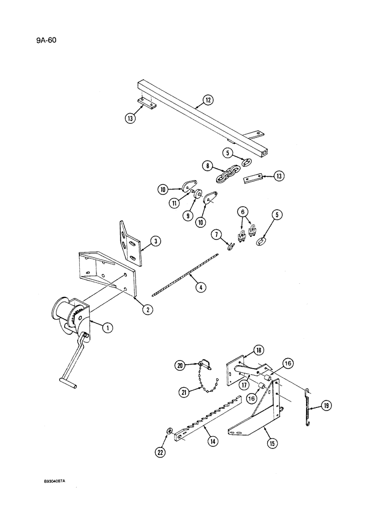 Схема запчастей Case IH 1350 - (9A-060) - BALED HAY AND GRAIN FEEDER, CABLE WINCH (09) - CHASSIS ATTACHMENTS
