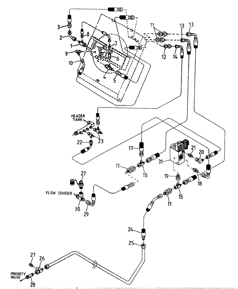 Схема запчастей Case IH 7700 - (B07[00A]) - HYDRAULIC CIRCUIT {125/L10/3306 REMOTE OIL COOLER} Hydraulic Components & Circuits