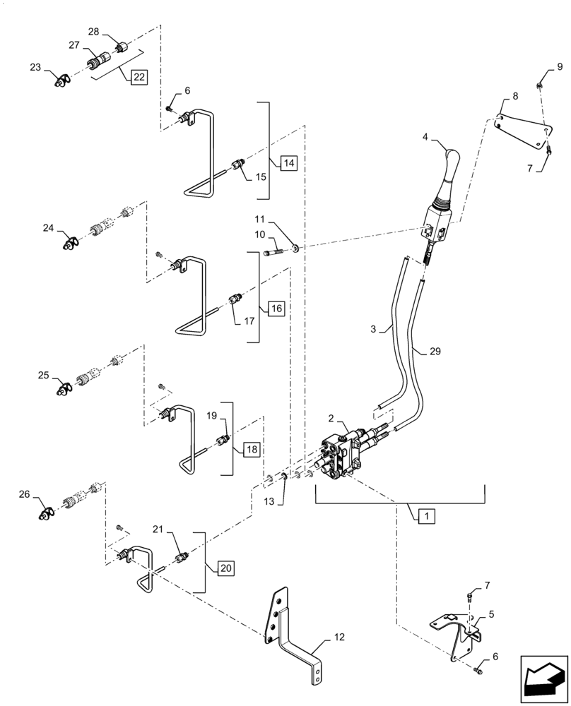 Схема запчастей Case IH FARMALL 30B - (88.100.04) - 2 FUNCTION MID MOUNT REMOTE HYDRAULIC VALVE (88) - ACCESSORIES
