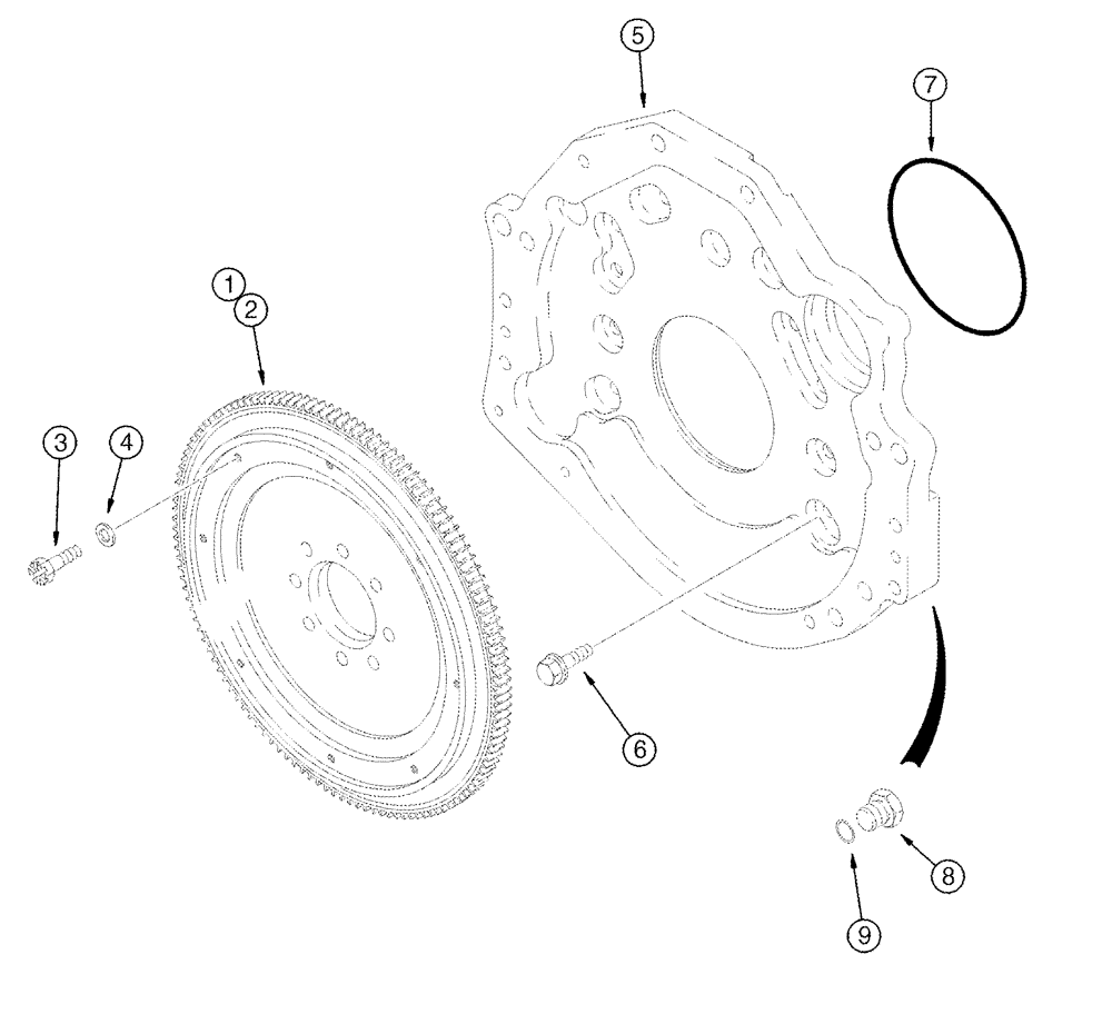 Схема запчастей Case IH 2388 - (02-39) - FLYWHEEL AND BACKING PLATE (01) - ENGINE