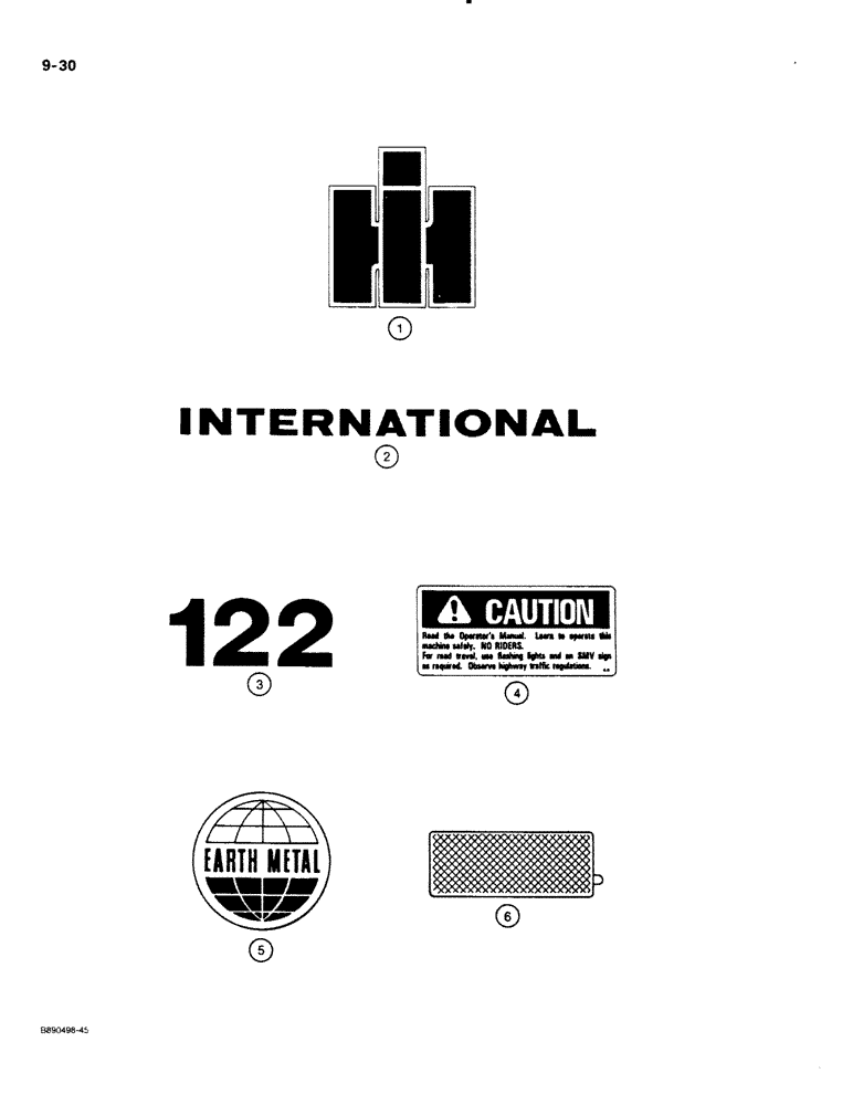 Схема запчастей Case IH 122 - (9-30) - DECALS INTERNATIONAL (09) - CHASSIS/ATTACHMENTS