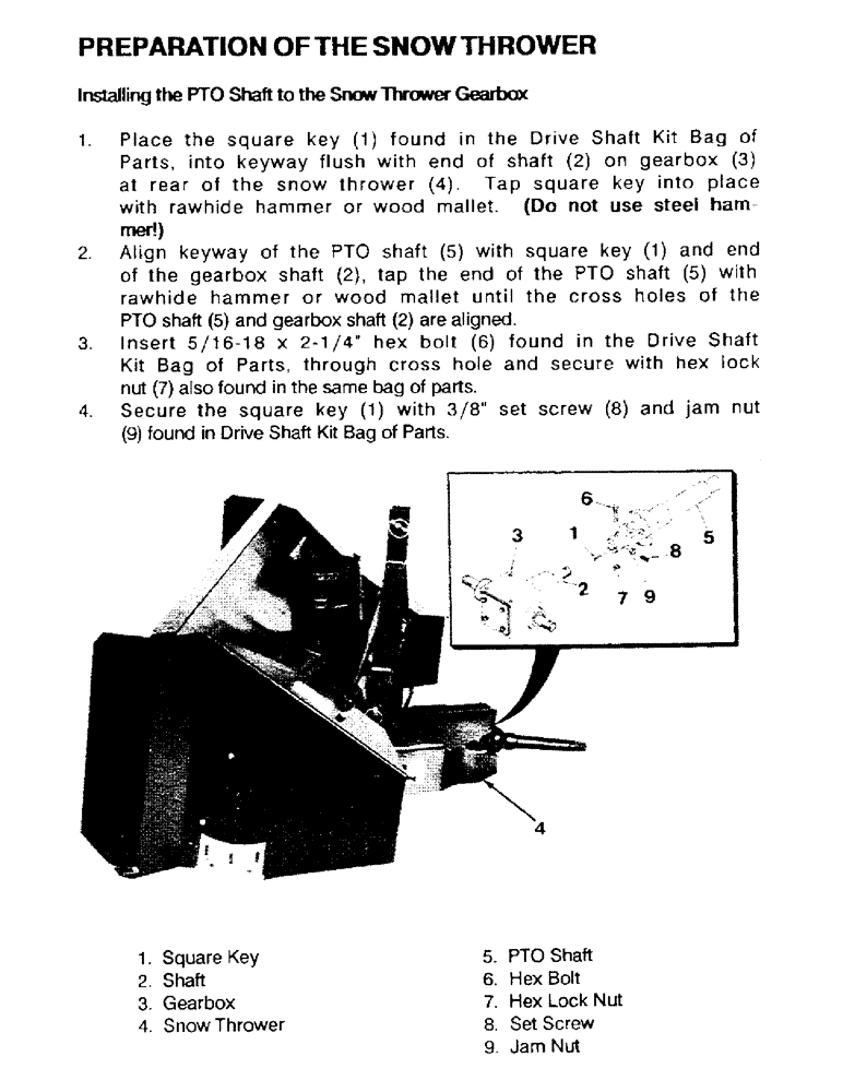 Схема запчастей Case IH ST54 - (06) - PREPARATION OF THE SNOW THROWER, INSTALLING THE PTO SHAFT TO THE SNOW THROWER GEARBOX 