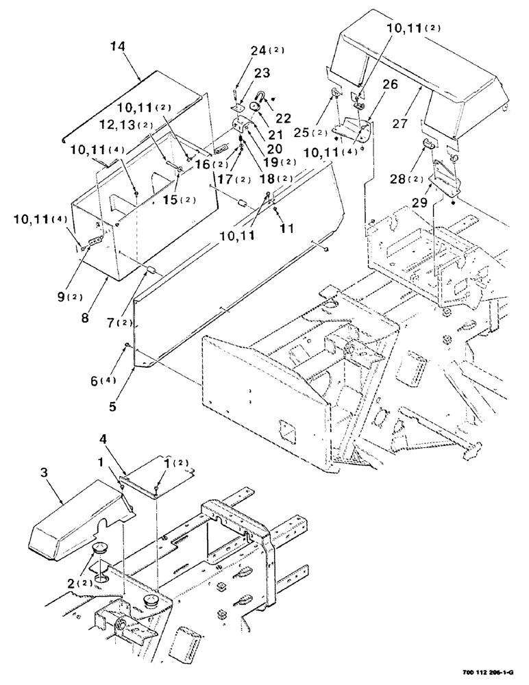 Схема запчастей Case IH 8530 - (7-10) - SHIELDS AND TWINE BOX ASSEMBLY - RIGHT (12) - MAIN FRAME