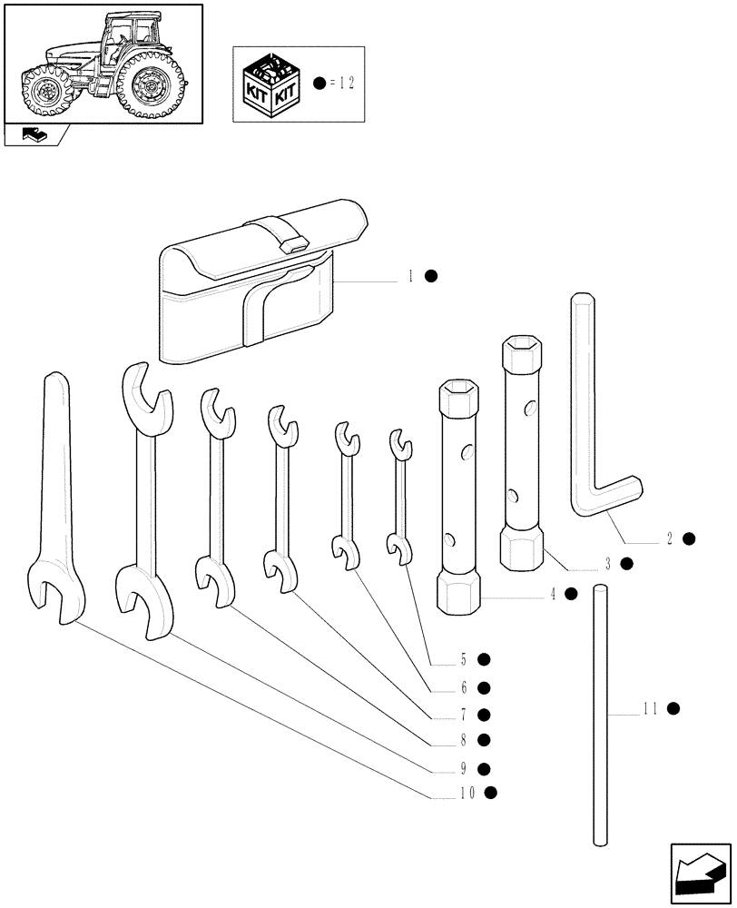 Схема запчастей Case IH FARMALL 95C - (1.90.5/02) - TOOLS (VAR.332996) (10) - OPERATORS PLATFORM/CAB