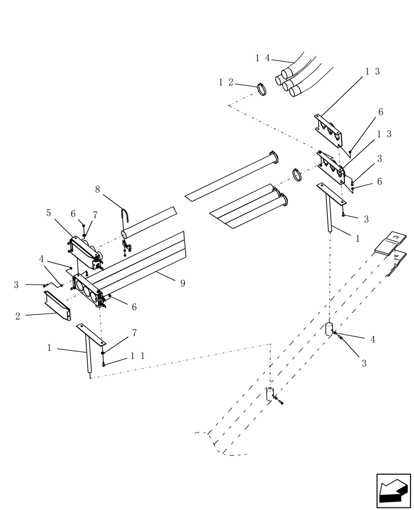 Схема запчастей Case IH ADX3360 - (F.10.D[28]) - TOW BETWEEN CONNECTOR MOUNTS F - Frame Positioning