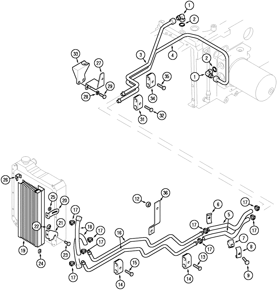 Схема запчастей Case IH C100 - (08-02) - OIL COOLER AND CONNECTIONS (08) - HYDRAULICS