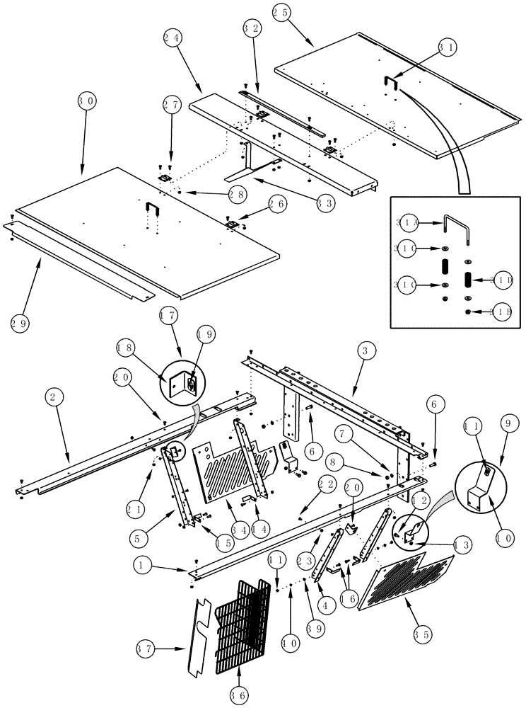 Схема запчастей Case IH CPX610 - (09F-02) - FRONT DECK - ACCESS DOORS AND FAN SHIELDS (12) - CHASSIS