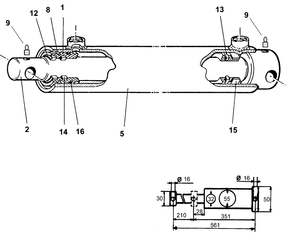 Схема запчастей Case IH L730 - (35.100.BI[10]) - VAR - 717481006 - BALE HANDLER DB2115 HYDRAULIC CYLINDER (35) - HYDRAULIC SYSTEMS