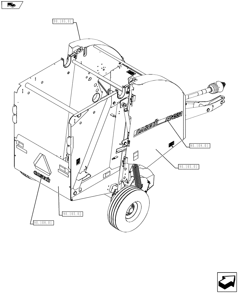 Схема запчастей Case IH RB455A - (00.000.90) - BODYWORK & DECALS (00) - GENERAL & PICTORIAL INDEX