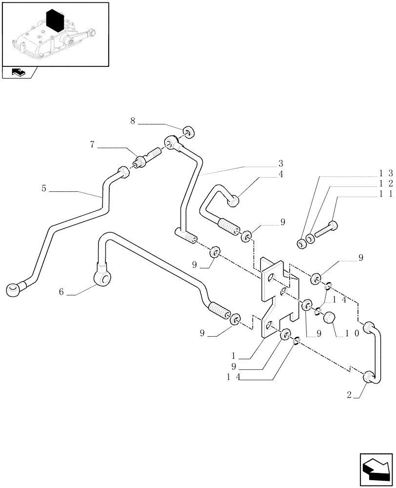 Схема запчастей Case IH FARMALL 95 - (1.82.7/04) - MID-MOUNT VALVES HYDRAULIC CONNECTION (VAR.335560) (07) - HYDRAULIC SYSTEM