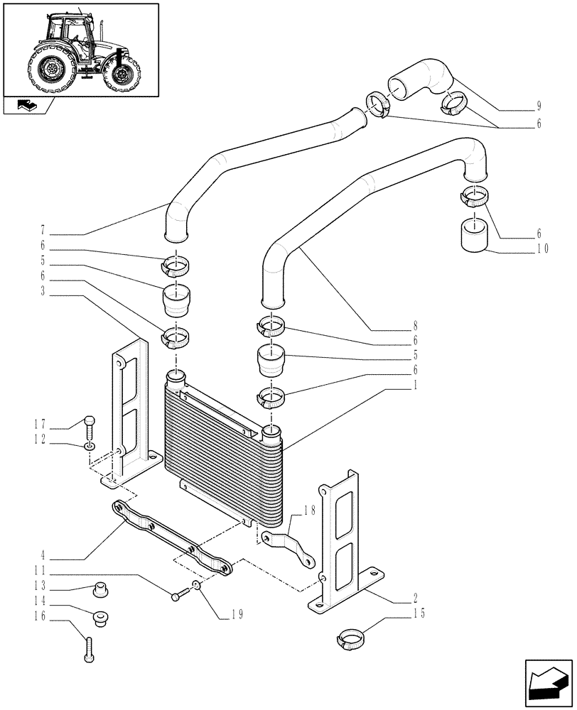 Схема запчастей Case IH FARMALL 90 - (1.19.1[02A]) - INTERCOOLER AND RELATED PARTS - D6750 (02) - ENGINE EQUIPMENT