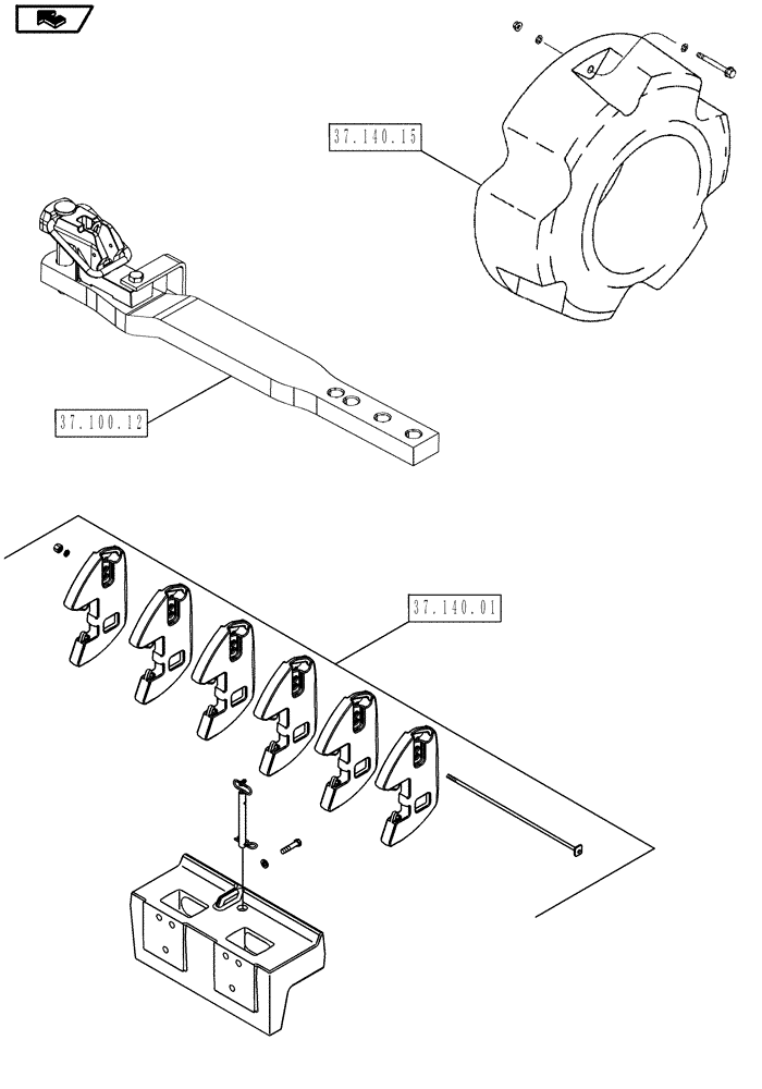 Схема запчастей Case IH MAGNUM 210 - (00.000.37) - PICTORIAL INDEX - TOWING HOOKS & BALLASTING (00) - GENERAL & PICTORIAL INDEX