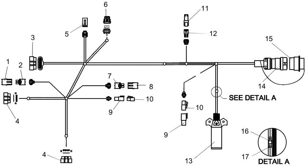 Схема запчастей Case IH 1260 - (55.512.14[01]) - ELECTRICAL - HITCH HARNESS 60 / 66 (55) - ELECTRICAL SYSTEMS