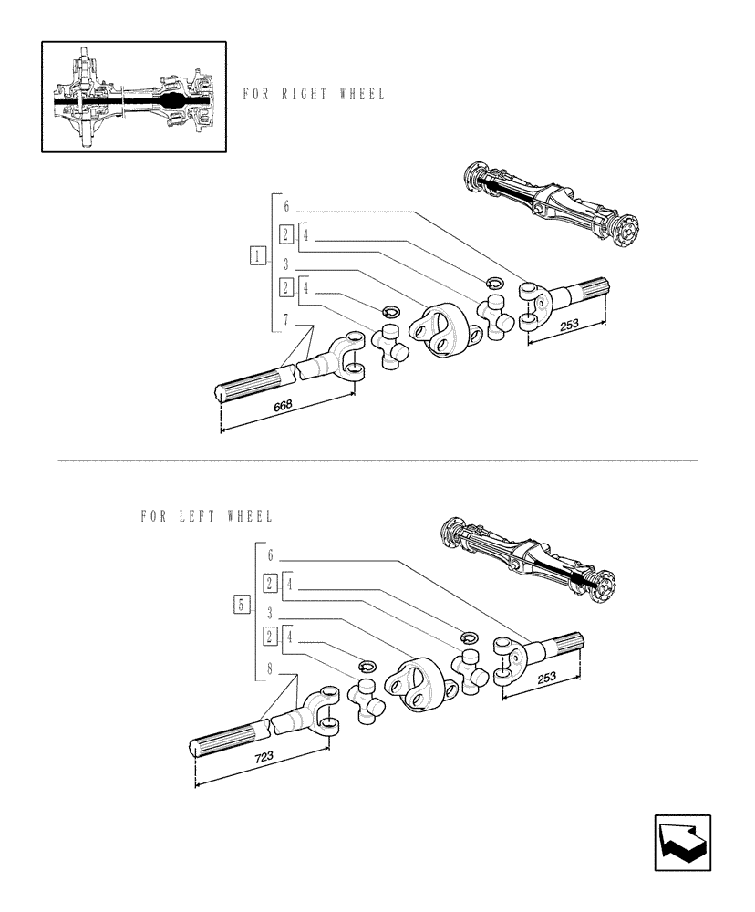 Схема запчастей Case IH MXM190 - (1.40.4/10C) - (VAR.452) 4WD FRONT AXLE WITH BRAKES FOR TERRALOCK - ARTICULATED HALF-AXLE AND RELEVANT PARTS (04) - FRONT AXLE & STEERING