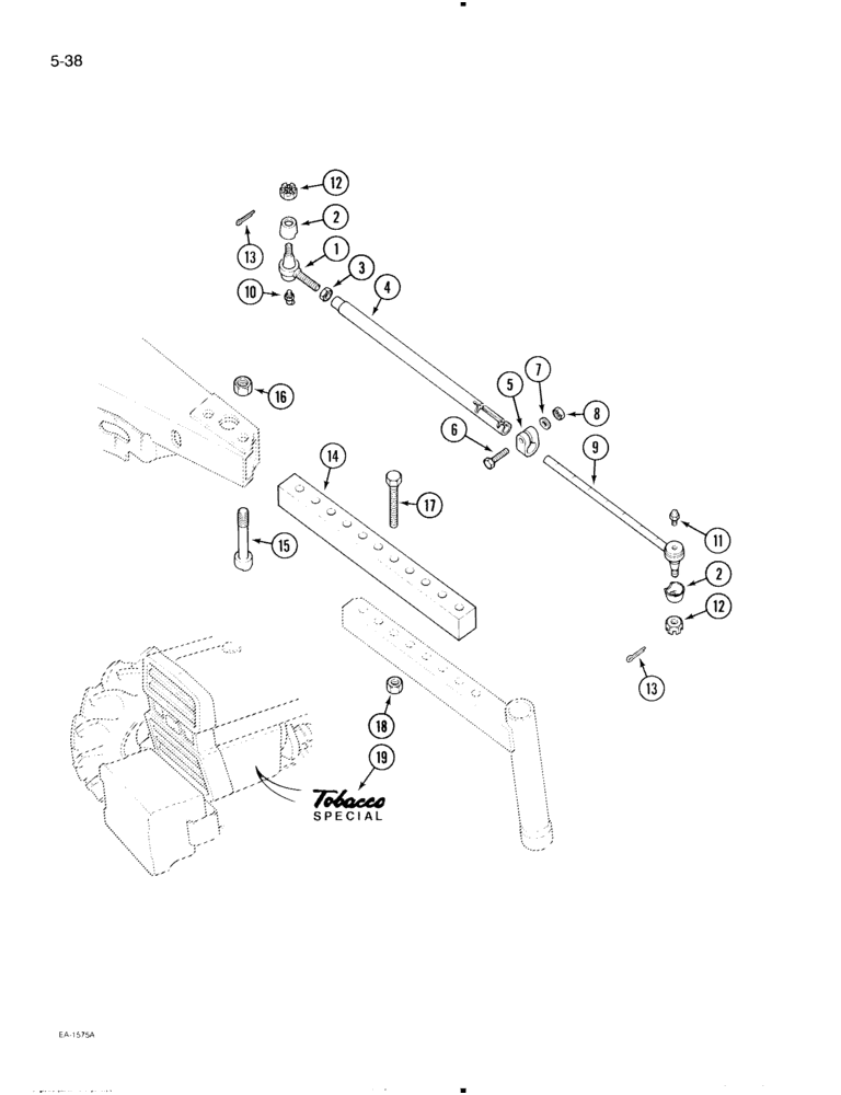 Схема запчастей Case IH 695 - (5-38) - FRONT AXLE EXTENSION, TOBACCO SPECIAL (05) - STEERING
