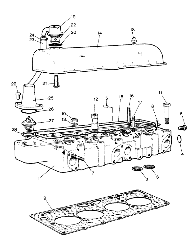 Схема запчастей Case IH 995 - (A05-1) - ENGINE, CYLINDER HEAD, 990, 990Q, 990G, 990SK, 995, 995Q, 995G, 995SK, 996, 996Q, 996G, 996SK (01) - ENGINE