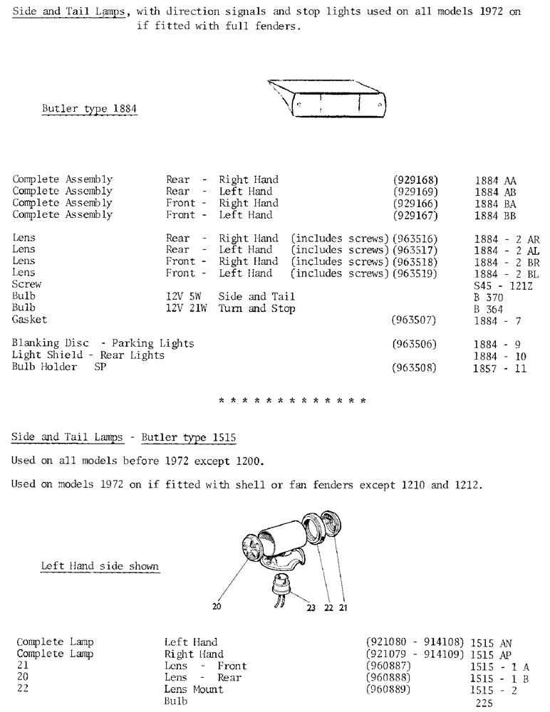 Схема запчастей Case IH DAVID BROWN - (7) - SIDE AND TAIL LAMPS 