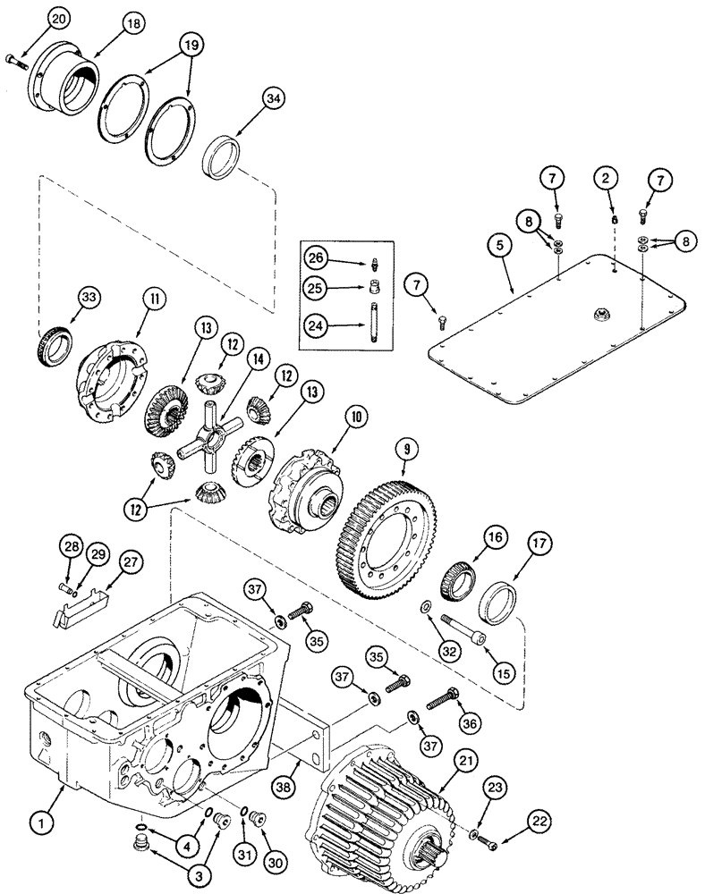 Схема запчастей Case IH CPX610 - (06-16) - TRANSMISSION ASSY - HOUSING AND DIFFERENTIAL (03) - POWER TRAIN