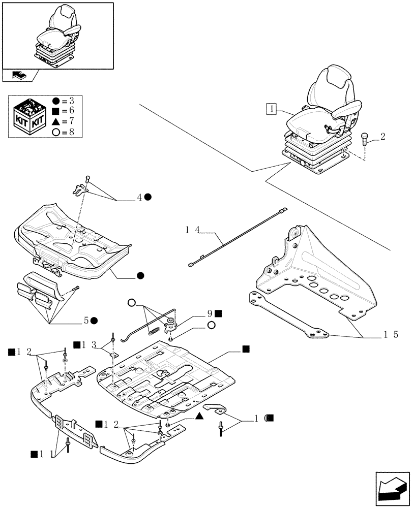 Схема запчастей Case IH PUMA 140 - (1.93.3/ A[03]) - DELUXE SEAT WITH AIR SUSPENSION, BELT AND SWITCH - BREAKDOWN (10) - OPERATORS PLATFORM/CAB