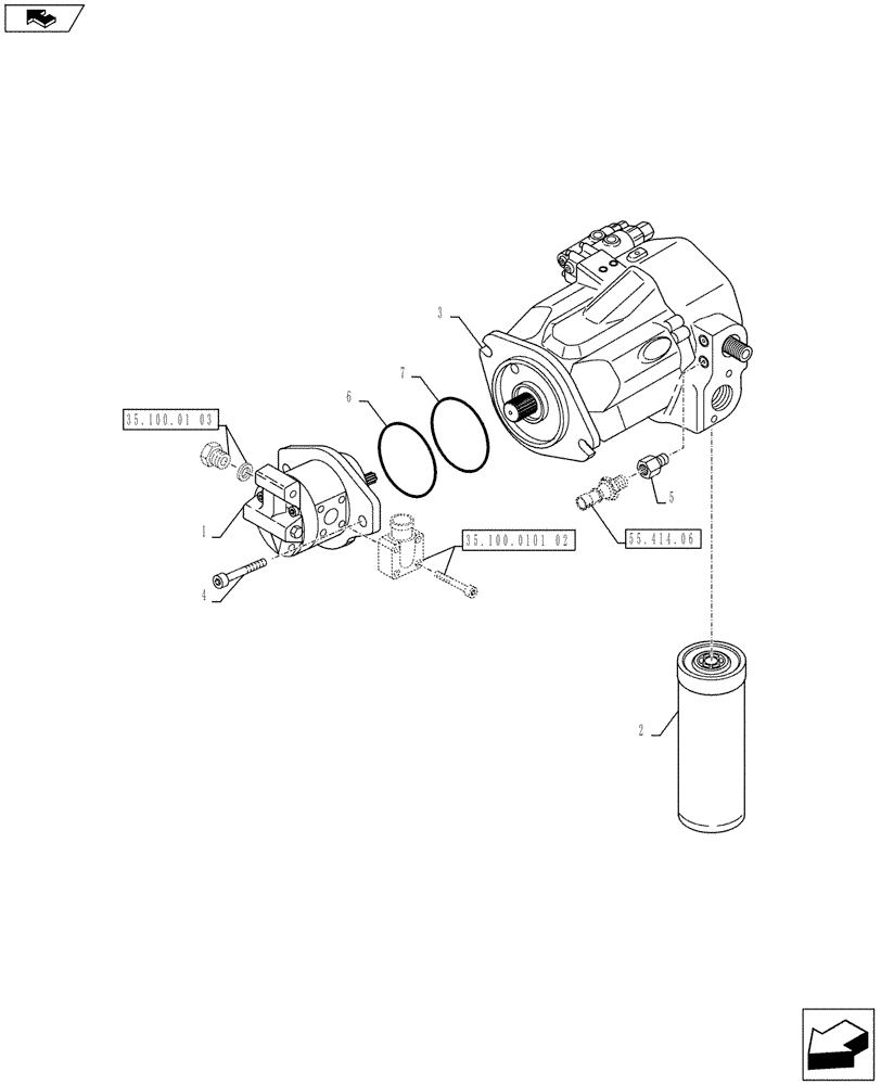 Схема запчастей Case IH PUMA 170 - (35.100.0101[03]) - 150 L/MIN PUMP W/EDC - PUMPS AND FILTER (VAR.729004-728481 / 743616) (35) - HYDRAULIC SYSTEMS