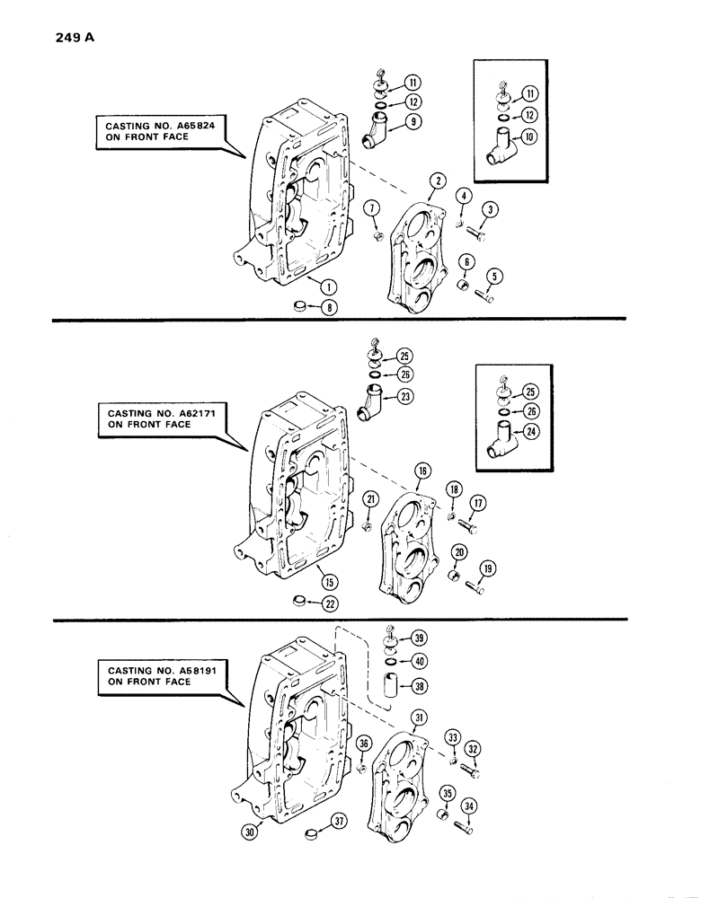 Схема запчастей Case IH 870 - (249A) - P.T.O. HOUSINGS, CASTING NUMBER A65824 (06) - POWER TRAIN