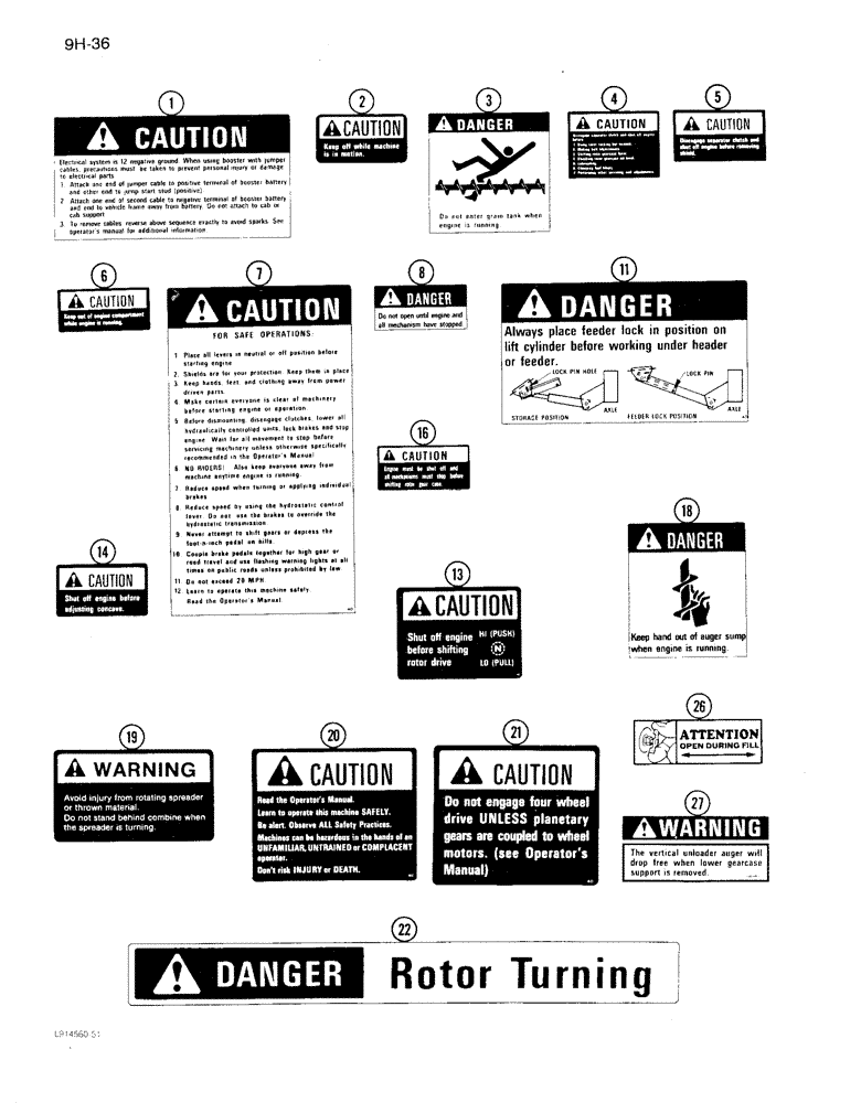 Схема запчастей Case IH 1640 - (9H-36) - DECALS, SAFETY (12) - CHASSIS