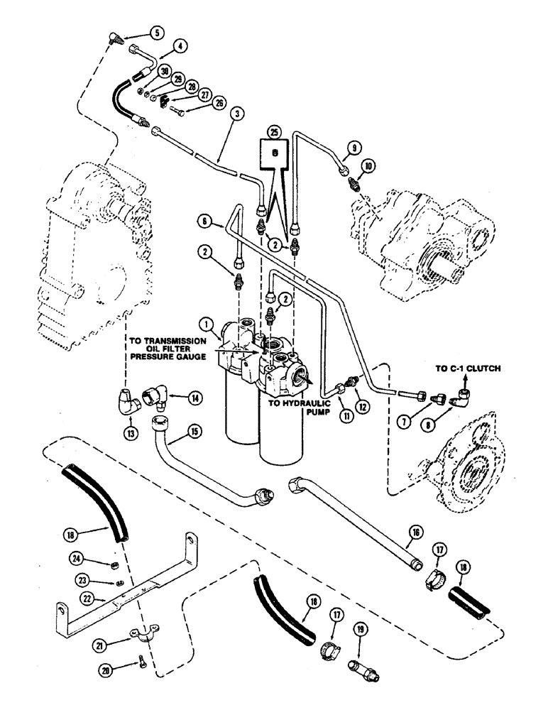 Схема запчастей Case IH 2470 - (286) - PTO HYDRAULICS, HYDRAULIC OIL FILTER HOUSING AND LUBE LINES, TRANSMISSION S/N 10025257 - 10025704 (06) - POWER TRAIN
