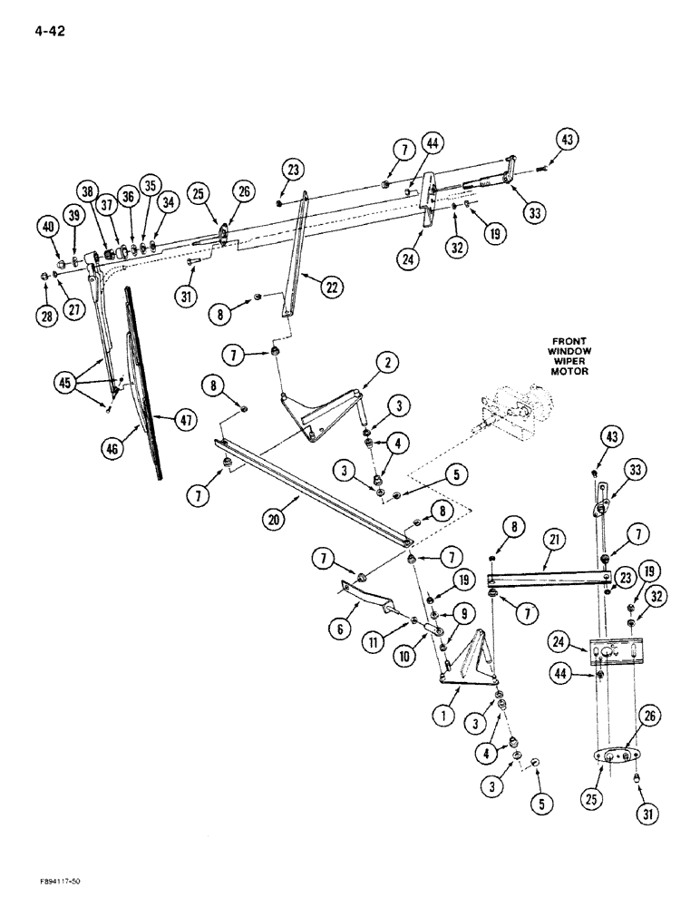 Схема запчастей Case IH 9270 - (4-42) - SIDE WINDOW WIPERS, IF EQUIPPED (04) - ELECTRICAL SYSTEMS