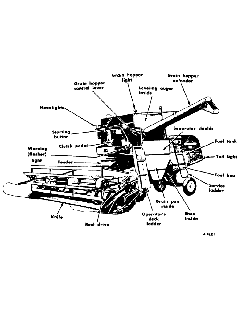 Схема запчастей Case IH 303 - (005) - 303 COMBINE (LEFT FRONT VIEW) (05) - SERVICE & MAINTENANCE